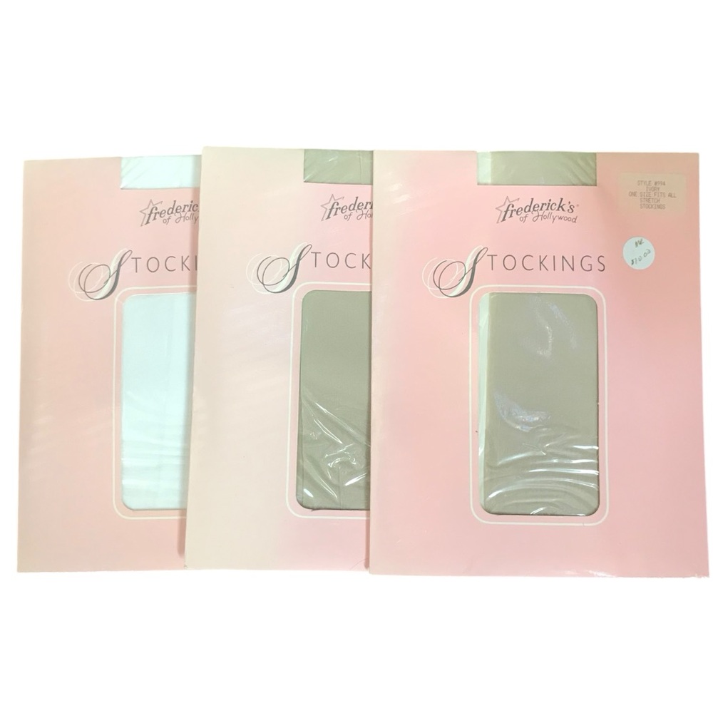 NEW - Fredericks of Hollywood Stockings White Ivory #994 - Lot of 3 - One size